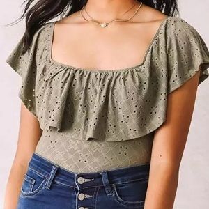On/off the shoulder bodysuit  (olive)